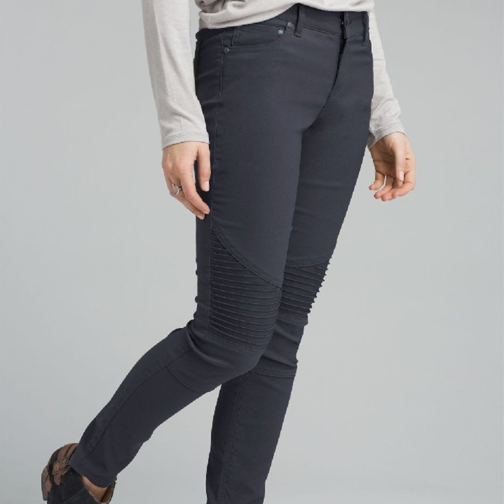 Prana Women's Skinny Moto Pants in Dark Charcoal